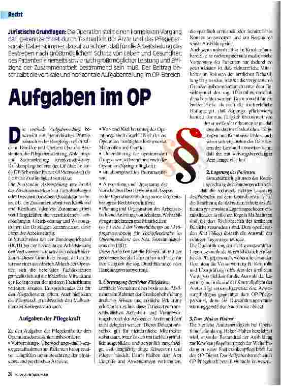 Vorschauseite 1: Aufgaben im OP