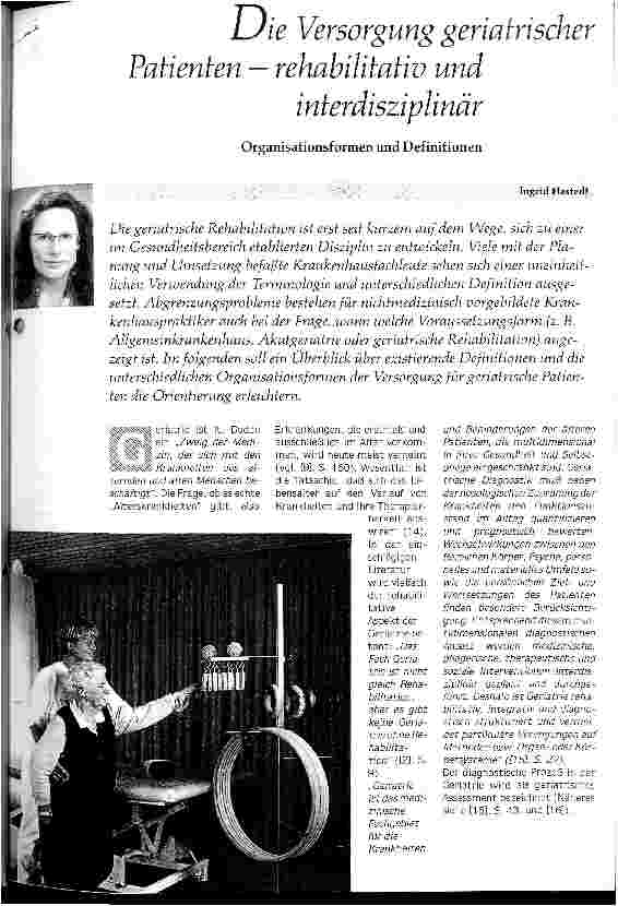 Vorschauseite 1: Die Versorgung geriatrischer Patienten - rehabilitativ und interdisziplinär