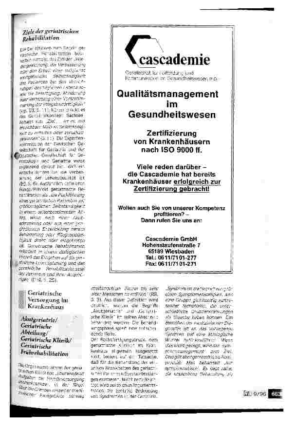 Vorschauseite 2: Die Versorgung geriatrischer Patienten - rehabilitativ und interdisziplinär