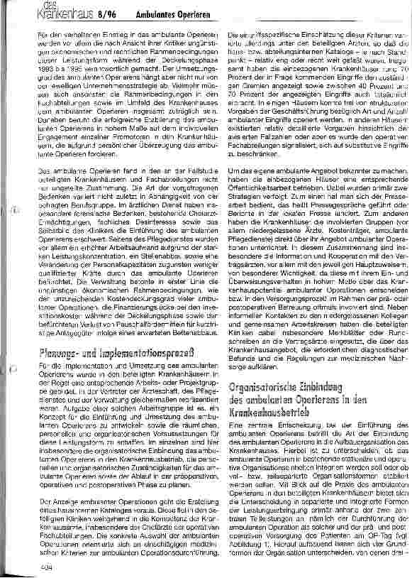 Vorschauseite 2: Ambulantes Operieren im Krankenhaus (I) Erfahrungen und Handlungsempfehlungen für die Krankenhauspraxis