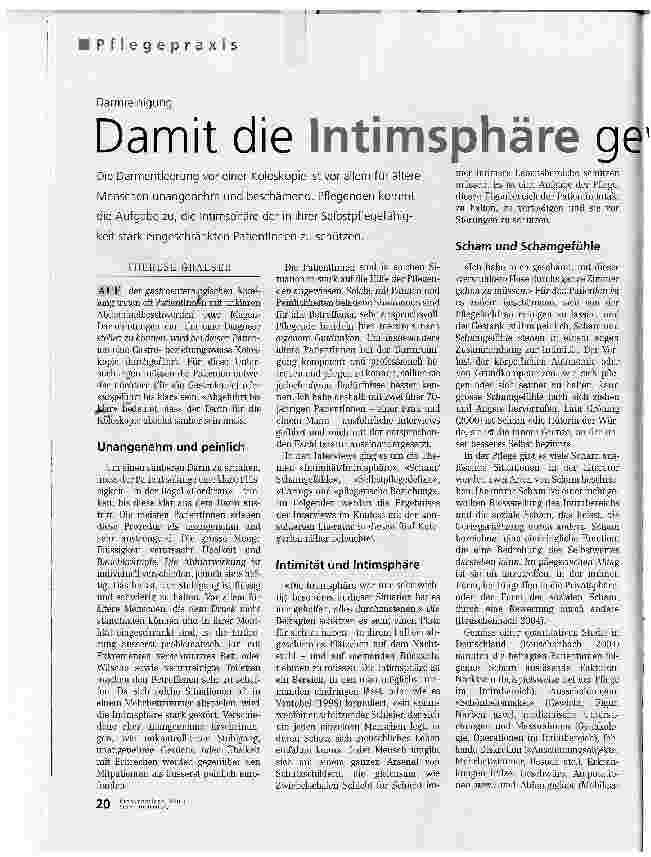 Vorschauseite 1: Damit die Intimsphäre gewahrt bleibtDarmreinigung