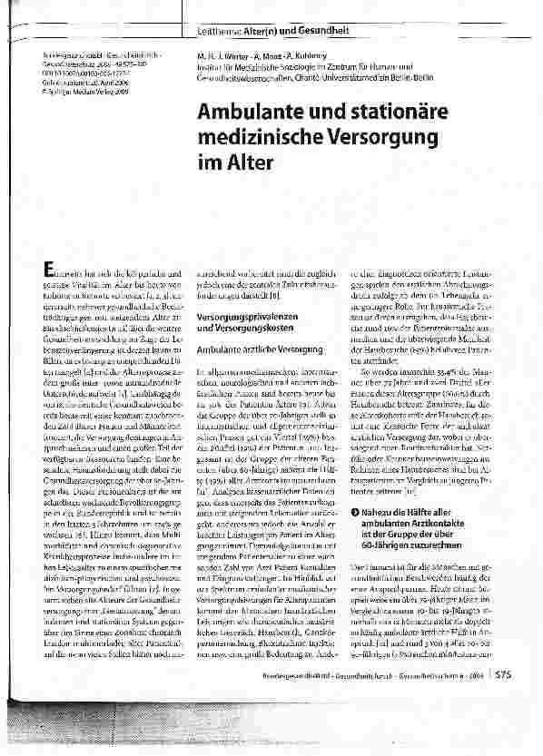 Vorschauseite 1: Ambulante und stationäre medizinische Versorgung im Alter