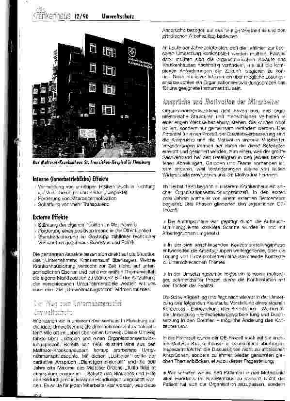 Vorschauseite 2: Umweltschutz als Unternehmensziel Erfahrungen aus den Malteser-Krankenhäusern in Deutschland