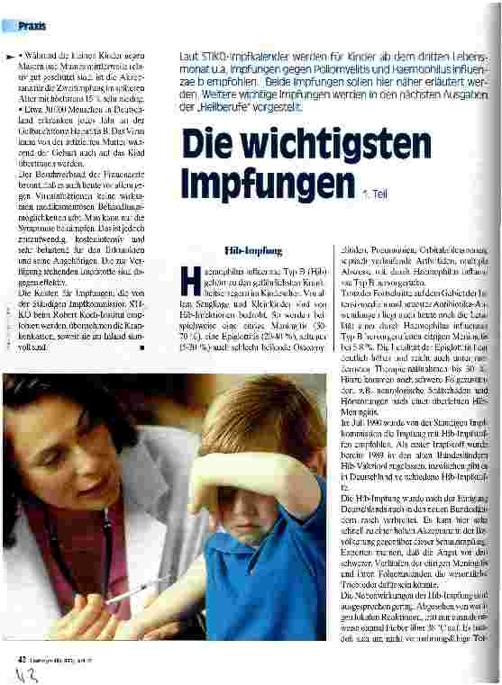 Vorschauseite 1: Die wichtigsten Impfungen 1. Teil - Hib-Impfung
