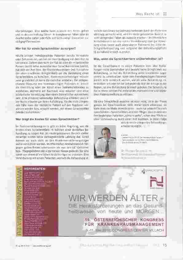 Vorschauseite 2: Brauchen Arzte und Spitäler einen Dolmetscher?