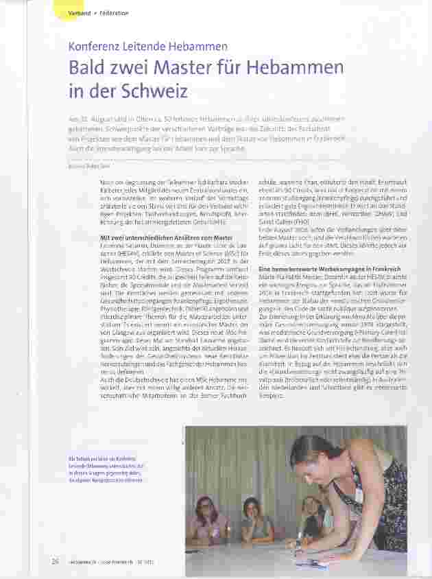 Vorschauseite 1: Bald zwei Master für Hebammen in der Schweiz