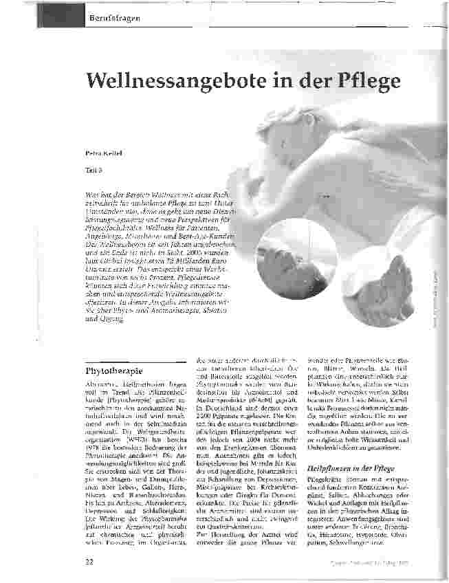 Vorschauseite 1: Wellnessangebote in der Pflege