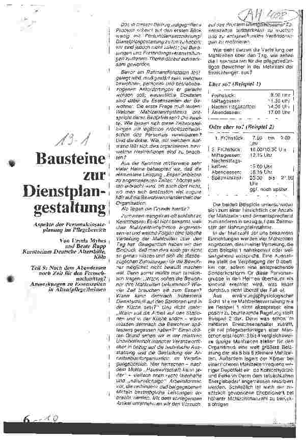 Vorschauseite 1: Bausteine zur Dienstplangestaltung Aspekte der Personaleinsatzplanung im Pflegebereich