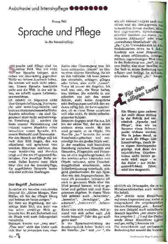 Vorschauseite 1: Sprache und Pflege in der Intensivpflege