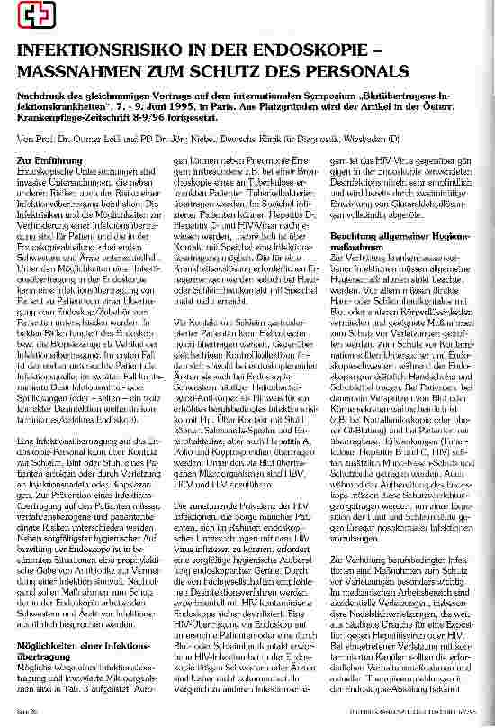 Vorschauseite 1: Infektionsrisiko in der Endoskopie - Maßnahmen zum Schutz des Personals