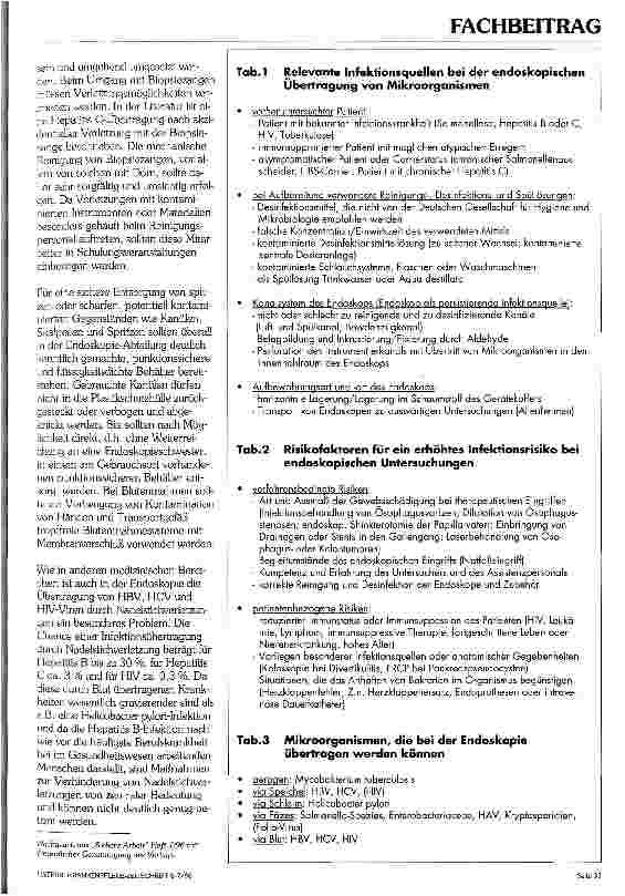 Vorschauseite 2: Infektionsrisiko in der Endoskopie - Maßnahmen zum Schutz des Personals