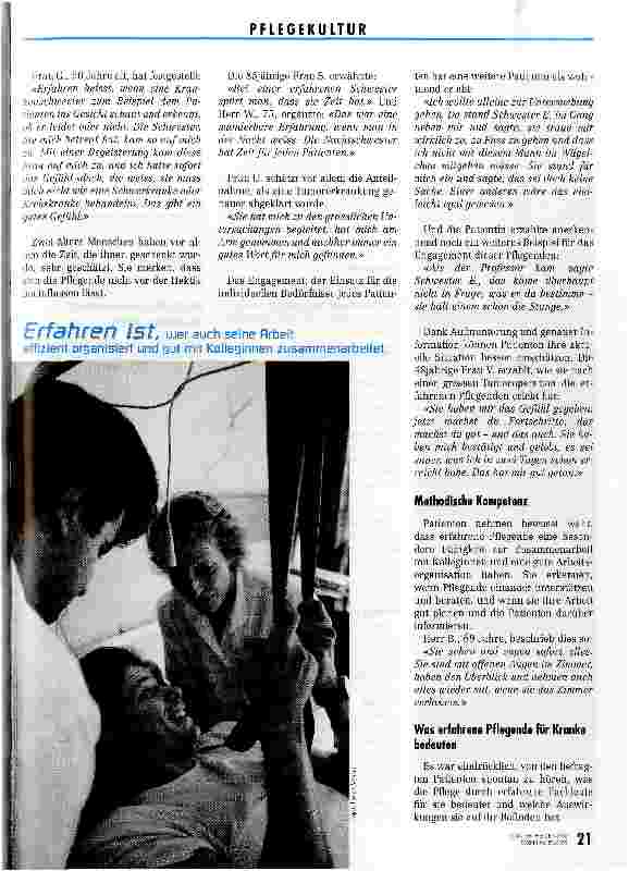 Vorschauseite 3: Werden Sie eine erfahrene Pflegende! Wie erleben Patienten die Pflege durch erfahrene Pflegende?