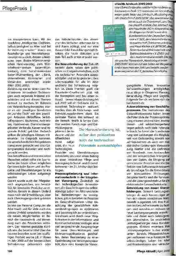 Vorschauseite 3: e-Health zum Wohle des Patienten und der Pflege