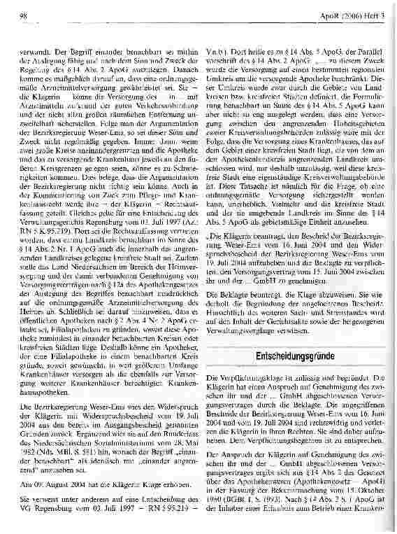 Vorschauseite 2: Versorgungsvertrag - benachbarte Kreise oder kreisfreie Städte Verwaltungsgericht Oldenburg, Urteil vom 20. April 2005 - 7 A 3318/04