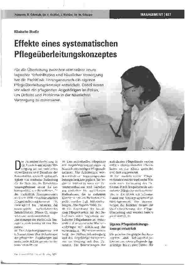 Vorschauseite 1: Effekte eines systematischen Pflegeüberleitungskonzeptes