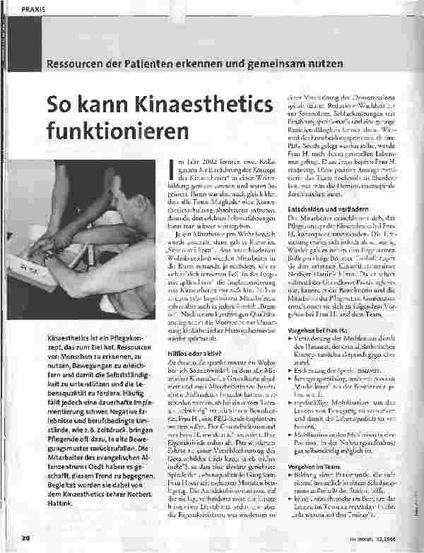 Vorschauseite 1: So kann Kinaesthetics funktionieren