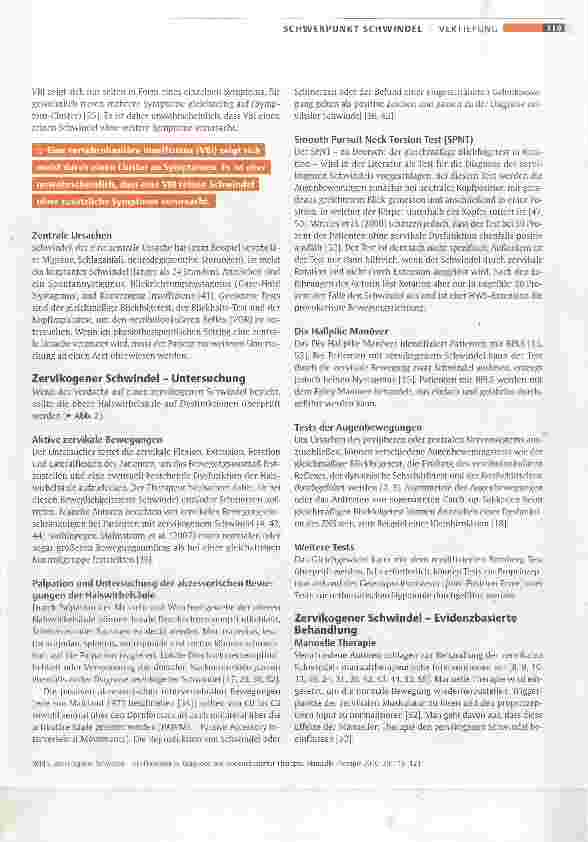 Vorschauseite 4: Zervikogener Schwindel - ein Überblick zu Diagnose und evidenzbasierter Therapie