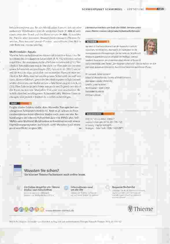 Vorschauseite 6: Zervikogener Schwindel - ein Überblick zu Diagnose und evidenzbasierter Therapie