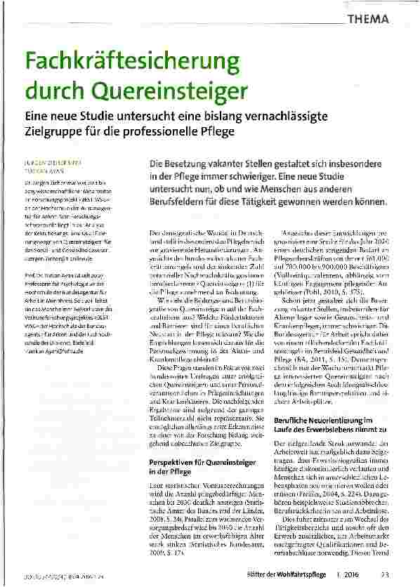 Vorschauseite 1: Fachkräftesicherung durch Quereinsteiger