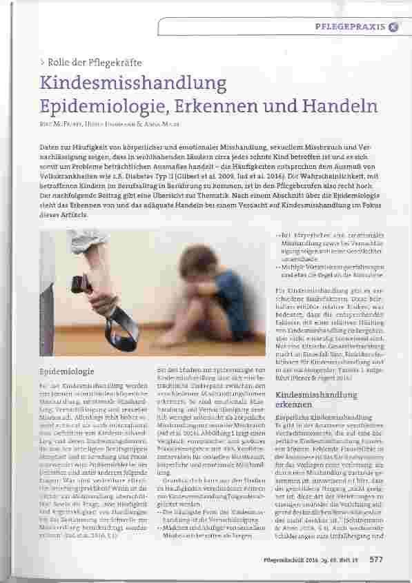 Vorschauseite 1: Kindesmisshandlung Epidemiologie, Erkennen und Handeln