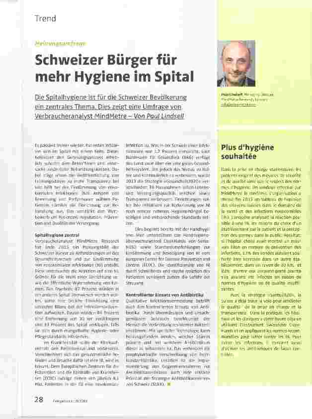Vorschauseite 1: Schweizer Bürger für mehr Hygiene im Spital