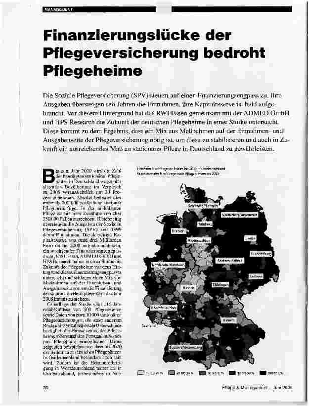 Vorschauseite 1: Finanzierungslücke der Pflegeversicherung bedroht Pflegeheime