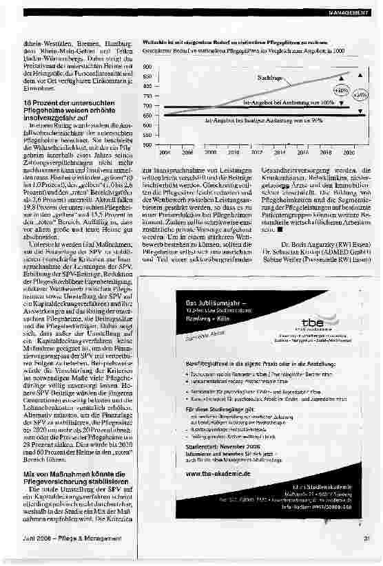 Vorschauseite 2: Finanzierungslücke der Pflegeversicherung bedroht Pflegeheime