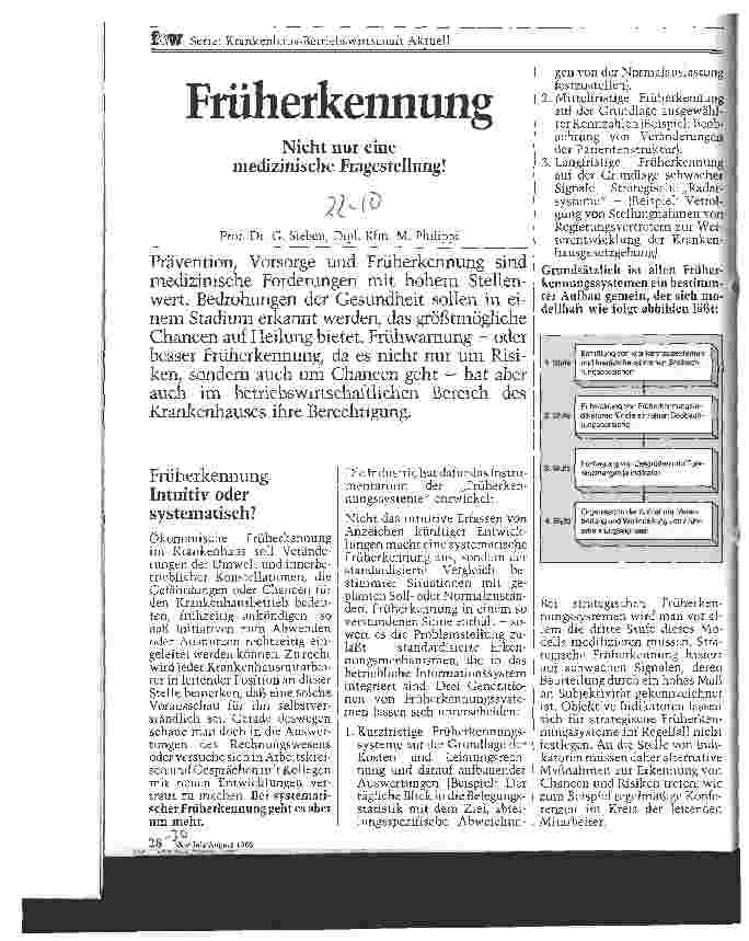 Vorschauseite 1: Früherkennung Nicht nur eine medizinische Fragestellung!