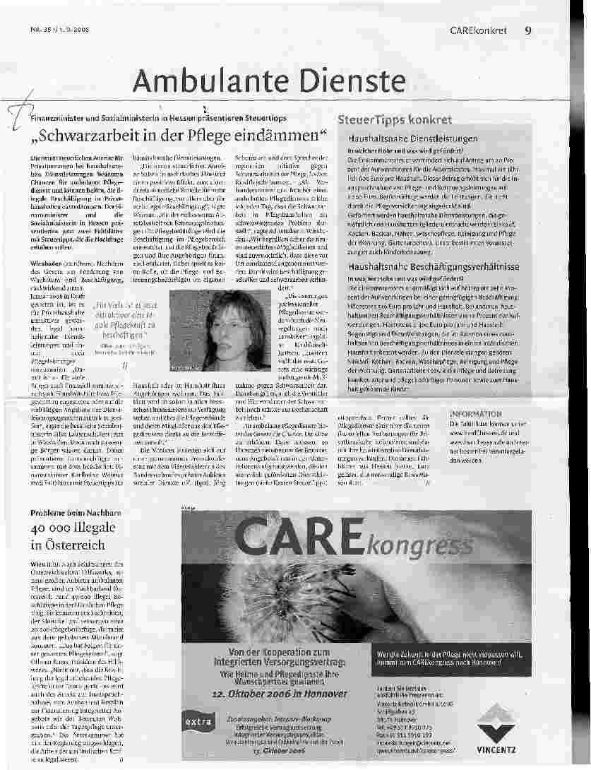 Vorschauseite 1: Schwarzarbeit in der Pflege eindämmen