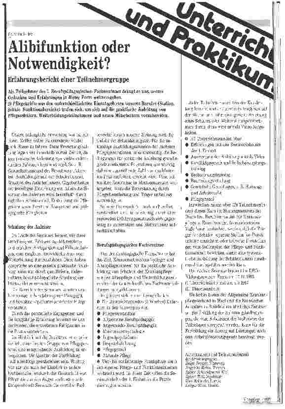 Vorschauseite 1: Alibifunktion oder Notwendigkeit? Erfahrungsbericht einer Teilnehmergruppe