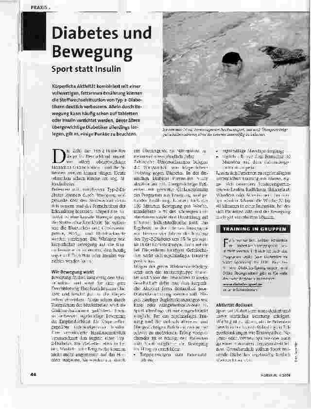 Vorschauseite 1: Diabetes und BewegungSport statt Insulin