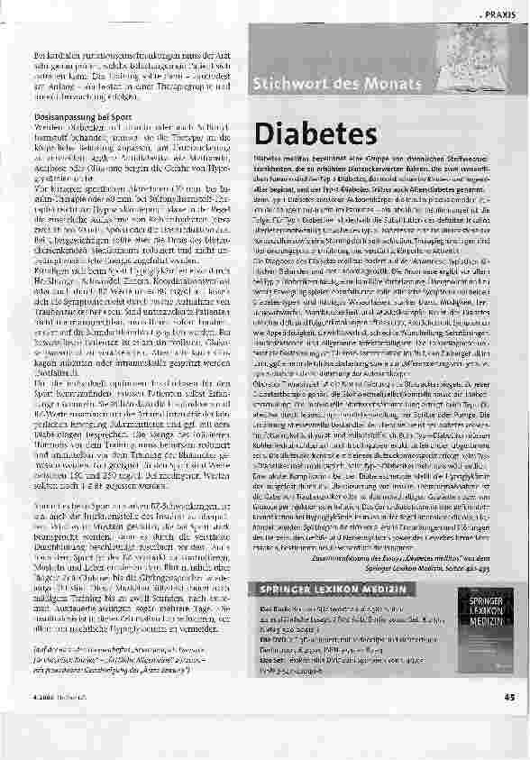 Vorschauseite 2: Diabetes und BewegungSport statt Insulin