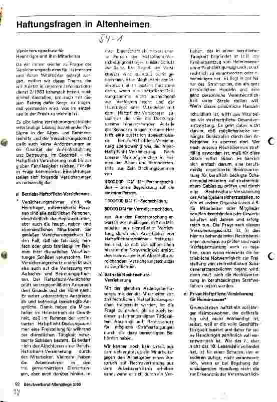 Vorschauseite 1: Haftungsfragen in Altenheimen Versicherungsschutz für Heimträger und ihre Mitarbeiter