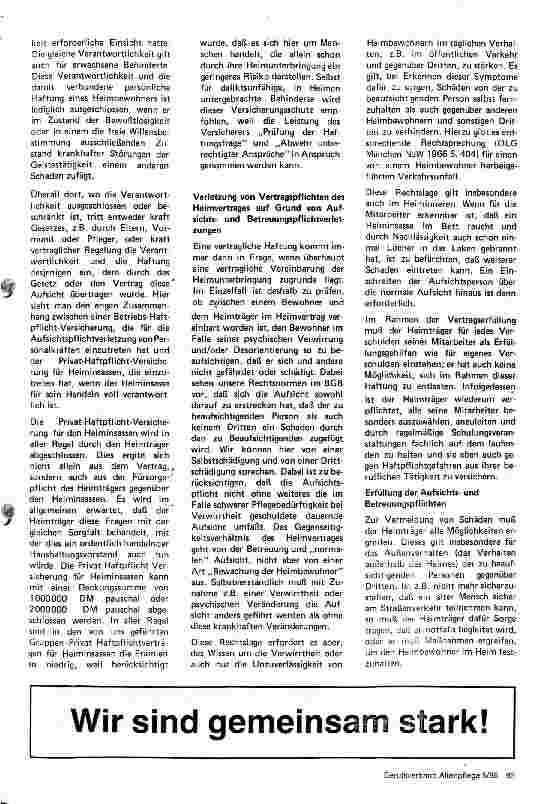 Vorschauseite 2: Haftungsfragen in Altenheimen Versicherungsschutz für Heimträger und ihre Mitarbeiter