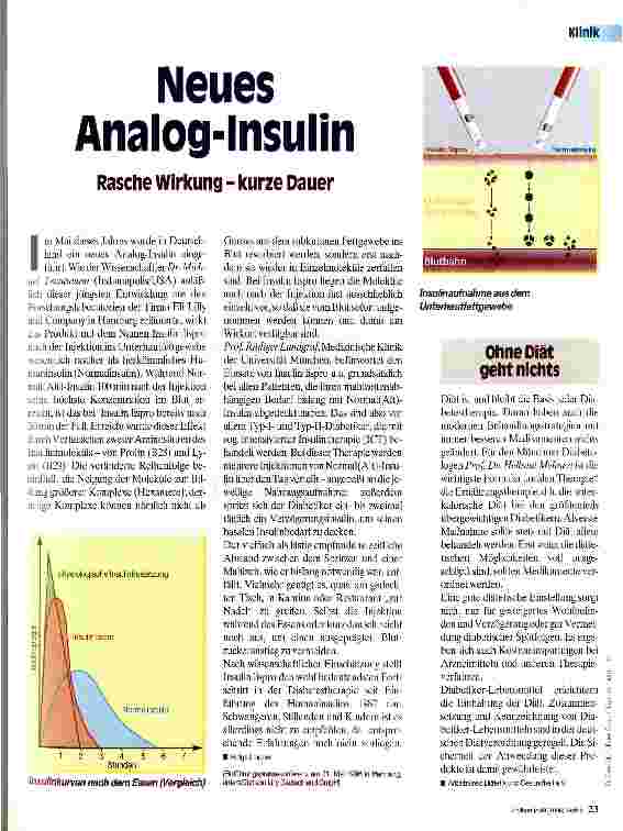 Vorschauseite 1: Neues Analog- Insulin Rasche Wirkung-kurze Dauer