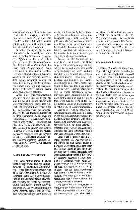 Vorschauseite 2: Steuerstatt Beitragsfinanzierung: Ja, aber nachhaltig!