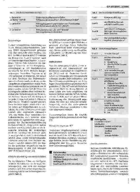 Vorschauseite 2: Klinische Erfahrungen mit der autologen Knorpeltransplantation (ACT)