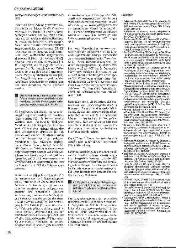 Vorschauseite 5: Klinische Erfahrungen mit der autologen Knorpeltransplantation (ACT)