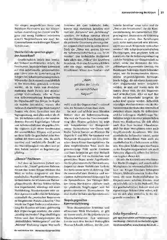 Vorschauseite 2: Tauschobjekt Körper? Die Tagung - Kommerzialisierung des menschlichen Körpers