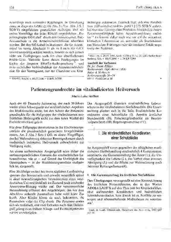 Vorschauseite 1: Patientengrundrechte im vitalindizierten Heilversuch