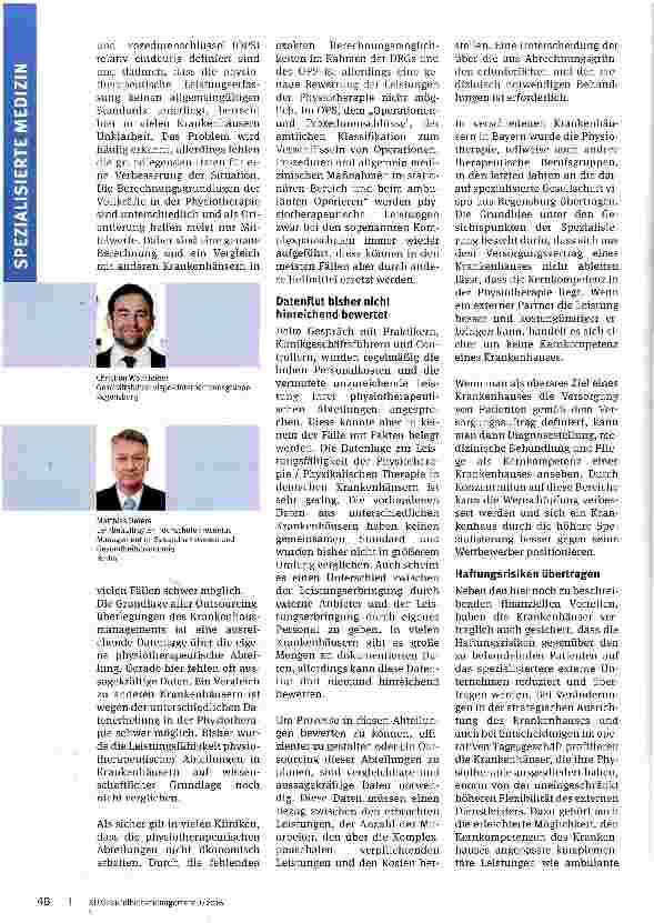 Vorschauseite 2: Outsourcing von Therapieabteilungen
