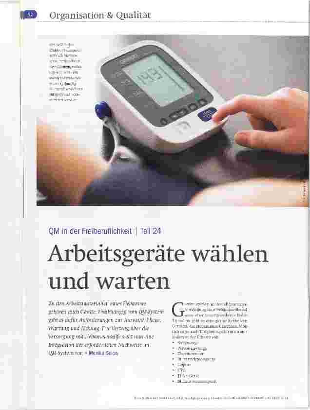 Vorschauseite 1: QM in der Freiberuflichkeit I Teil 24 Arbeitsgeräte wählen und warten