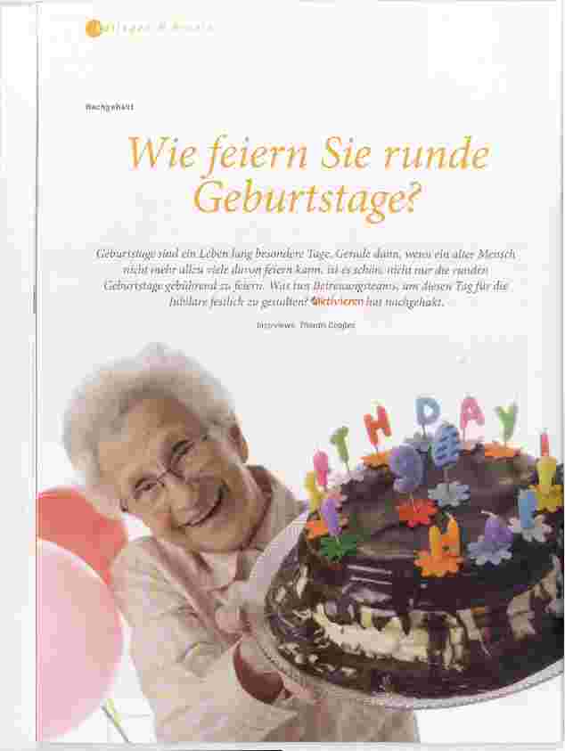 Vorschauseite 1: Wie feiern Sie runde Geburtstage?