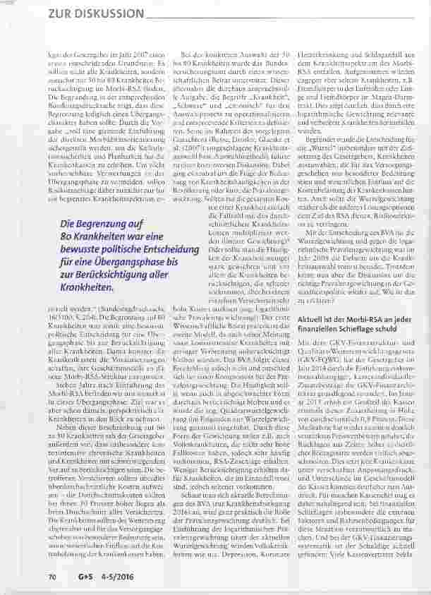 Vorschauseite 2: Krankheiten im Morbi-RSA: Aufhebung der Krankheitsbegrenzung statt Diskussion um Prävalenzgewichtung!