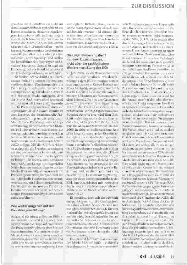 Vorschauseite 3: Krankheiten im Morbi-RSA: Aufhebung der Krankheitsbegrenzung statt Diskussion um Prävalenzgewichtung!