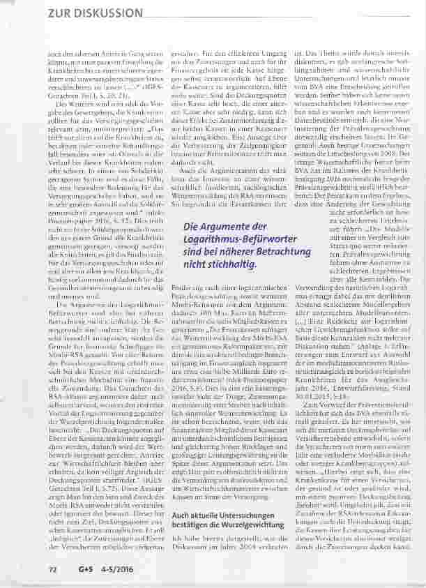 Vorschauseite 4: Krankheiten im Morbi-RSA: Aufhebung der Krankheitsbegrenzung statt Diskussion um Prävalenzgewichtung!