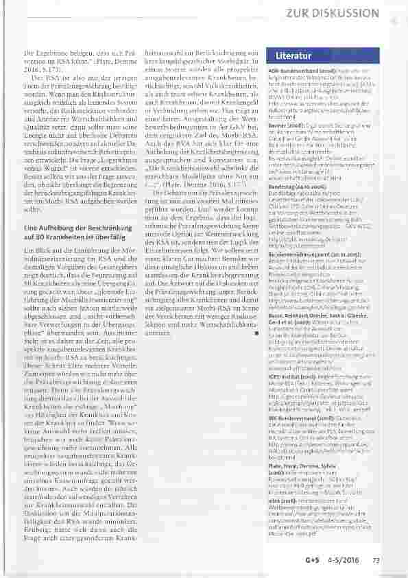 Vorschauseite 5: Krankheiten im Morbi-RSA: Aufhebung der Krankheitsbegrenzung statt Diskussion um Prävalenzgewichtung!