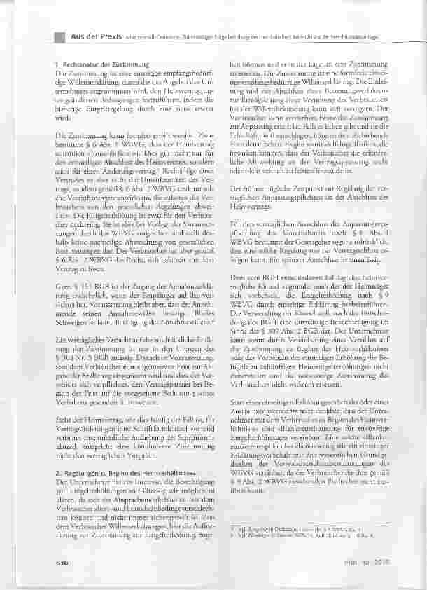 Vorschauseite 4: Zur einseitigen Entgelterhöhung des Heim bet reibers bei Änderung der Berechnungsgrundlage gemäß § 9 WBVG