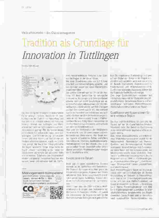 Vorschauseite 1: Tradition als Grundlage für Innovation in Tuttlingen
