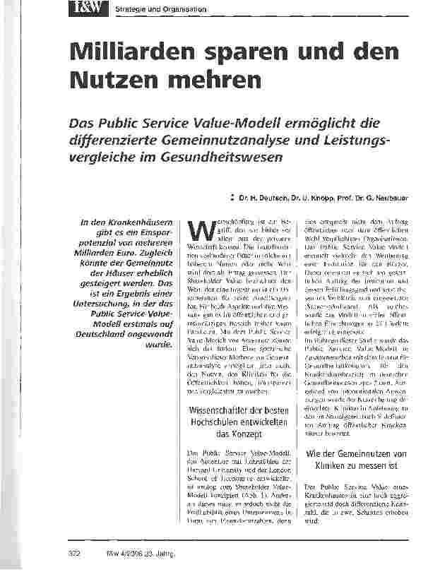 Vorschauseite 1: Milliarden sparen und den Nutzen mehren